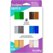 Sculpey III Polymer Clay Multipack Naturals - 12 1oz Packs- Oven Bake Clay, 12 Colors, Non-Toxic, Sculpting, Create Jewelry & Crafts, Art Supplies
