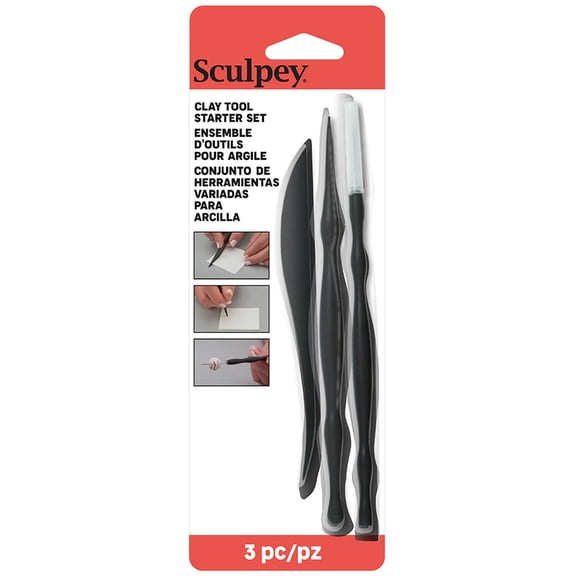 Sculpey: Clay Tool Starter Set - 3pc: Needle End Point, Knife, Blunt Point, Precision Detailing, Various Clay Types Crafting Accessory, DIY Supplies