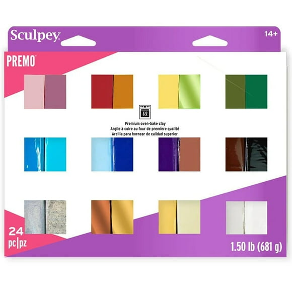 Sculpey: Polymer Clay: Premo Multipack Sampler - (24) 1oz Packs - Oven Bake Clay, 24 Colors, Non-Toxic, Advanced Techniques, Sculpting, Arts & Crafts