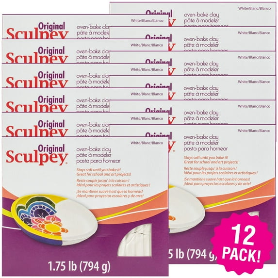 Sculpey Polymer Clay, White, 1.75lbs, Multipack of 12