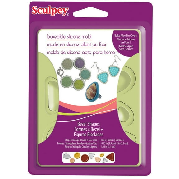 Sculpey Silicone Bakeable Clay Mold, Assorted Bezel Shapes