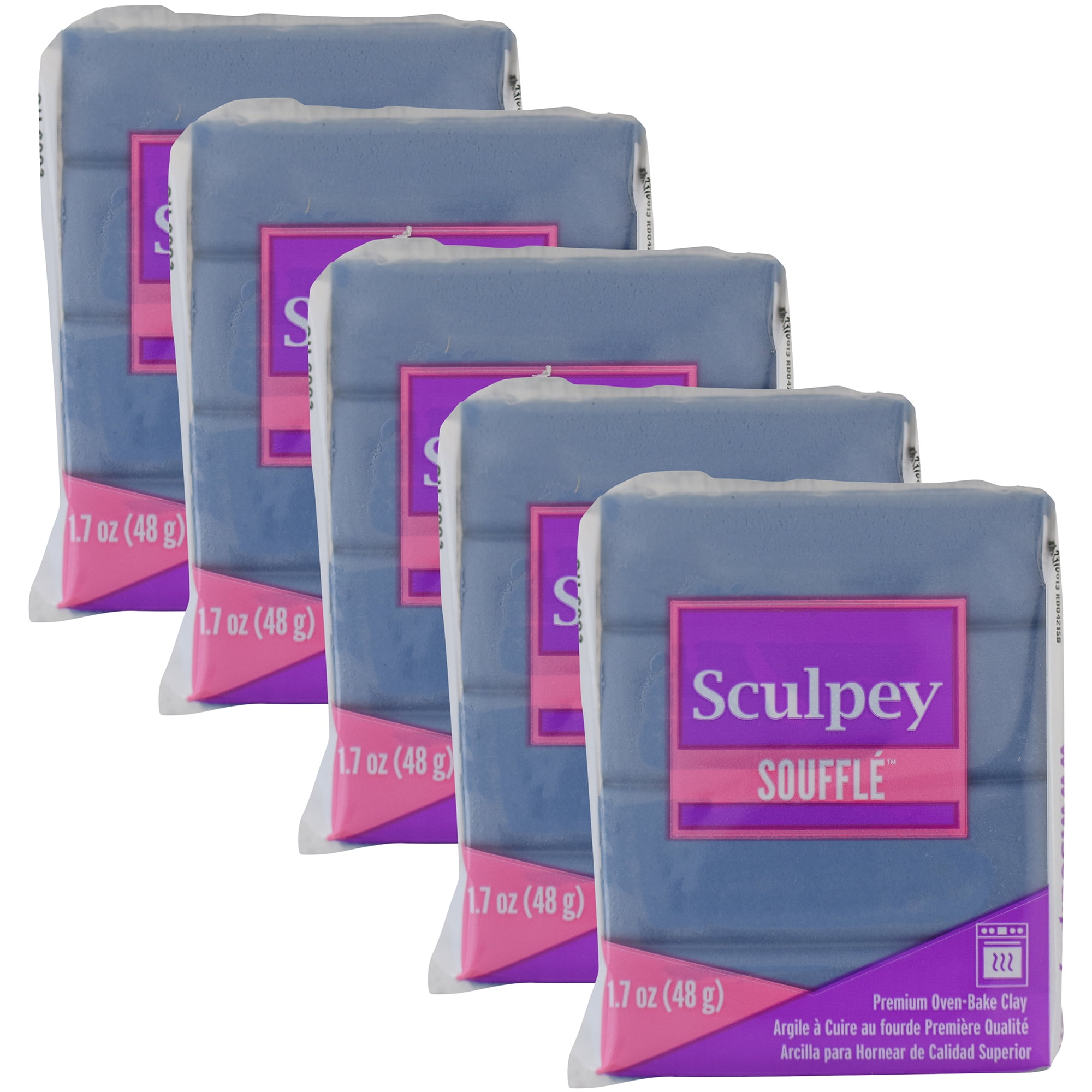 Sculpey Soufflé: Bluestone, 5 Pack - 1.7oz Bars, Polymer Oven Bake Clay, Suede-Lightweight-Flexible, Non-Toxic, Jewelry, DIY Arts & Crafts Projects