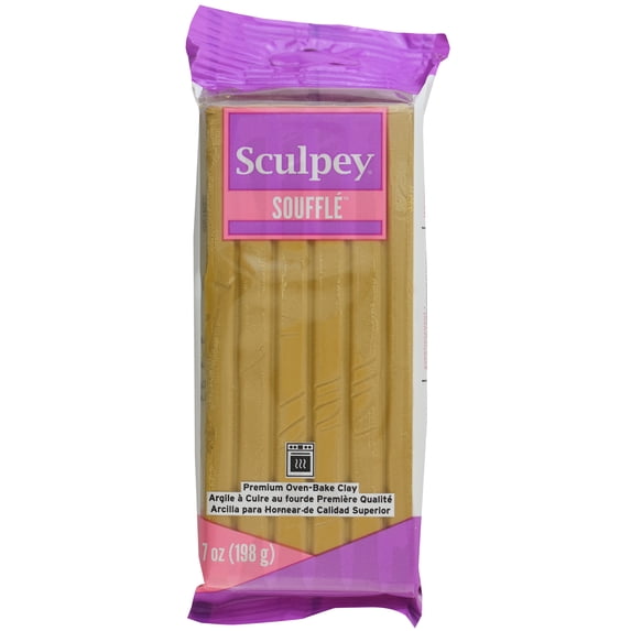 Sculpey Soufflé: Latte 7oz Bar - Tan, Polymer Oven Bake Clay, Suede-Lightweight-Flexible, Non-Toxic, Mixed Media, Jewelry, DIY Arts & Crafts Projects