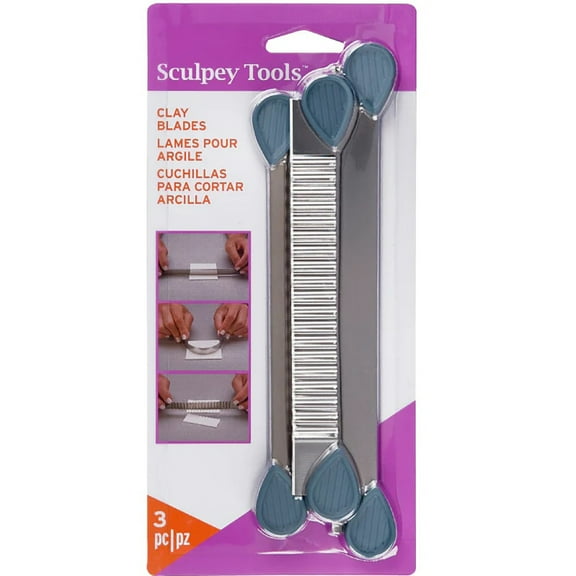 Sculpey: Tools Clay Blades Set Of 3 - stainless-steel, Type Blades: Rigid - Wavy - Flexible, Snap On Handles, Cutting Tool, Arts & Crafts Supplies