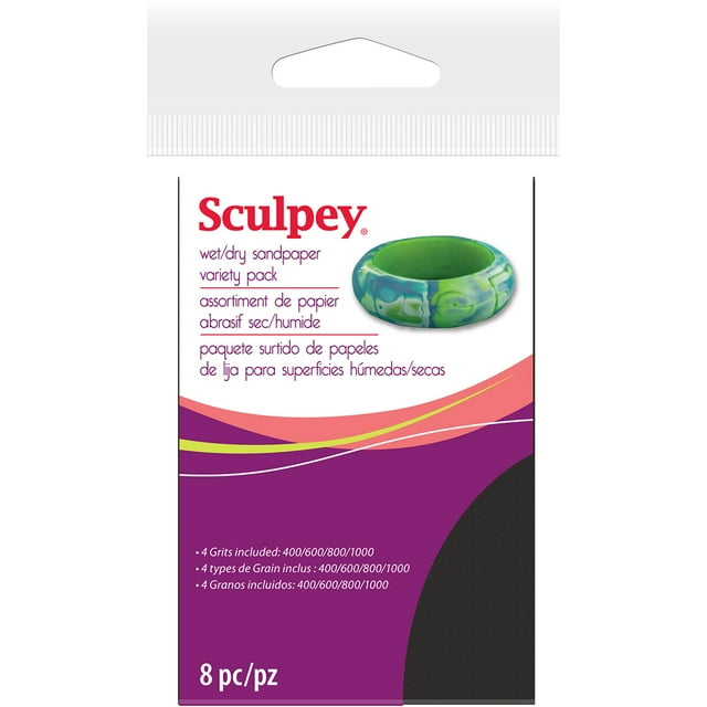 Sculpey Wet/Dry Sandpaper Variety Pack, 8pc, 2.75" x 4.5"