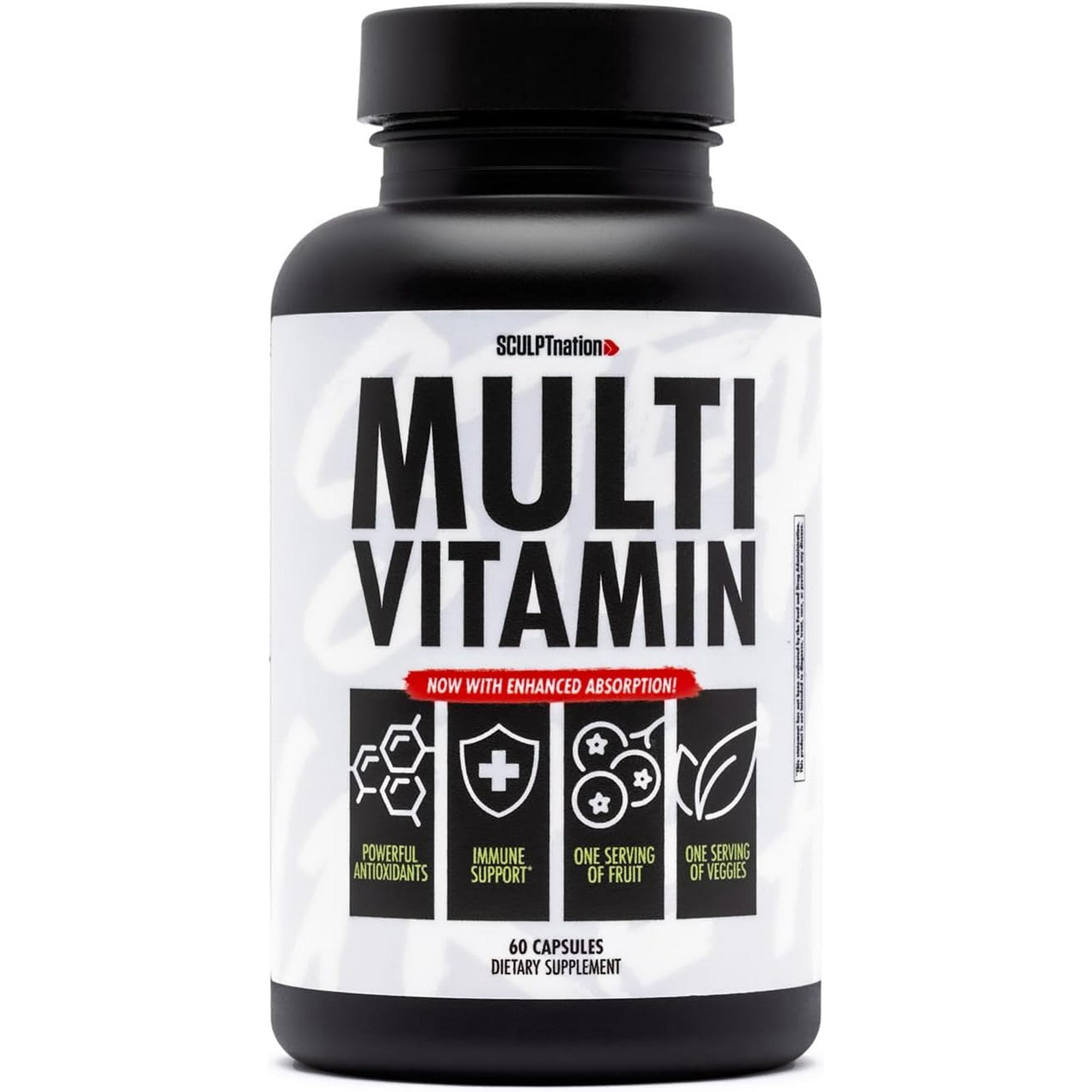 Sculpt Nation by V Shred Multivitamin - Daily Multivitamin for Women and Men with Zinc, Vitamin C, and Copper, Nutritional Support with One Serving of Fruit and Veggies - 60 Capsules