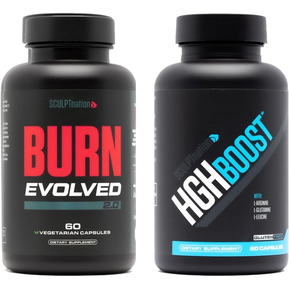 Sculpt Nation by V Shred Burn and L Arginine Performance Support with Capsimax Tribulus and Amino Acids 2 Pack for Energy and Metabolic Support