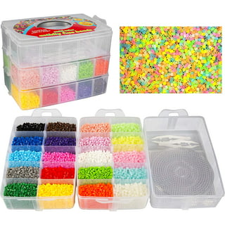  8,000pc DIY Complete Fuse Bead Kit w Carrying Case - Dinosaurs  - 18 Colors, 8 Unique Templates, 4 Peg Boards, Tweezers, Ironing Paper -  Works w Perler Beads, Pixel Art Color