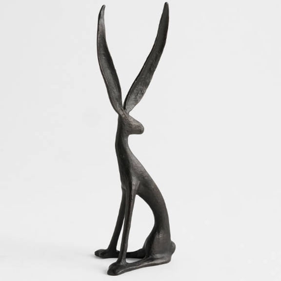 Sculpted Bunny Collection Decor - 16.5 Inch Large Bunny Matte Black Textured Resin Sculpture - Modern Minimalist Easter Holiday Decor, Home Tabletop Shelf Accent Decoration