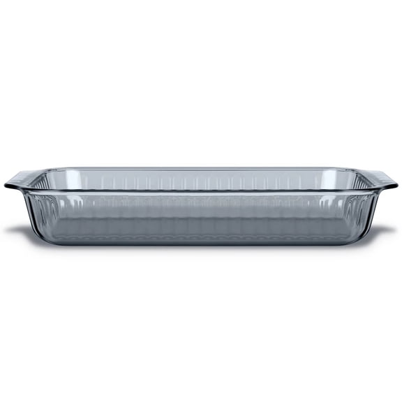 Sculpted Tinted 9"x13" Baking Dish Smoke: Glass Bakeware, Dishwasher-Safe, 2-Year Warranty