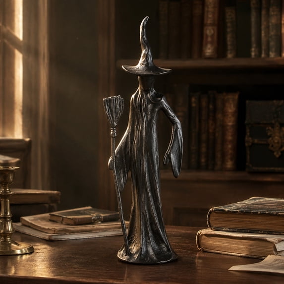 Sculpted Witch Figurine, Resin Witch Statue Tabletop Decoration, Spooky Gothic Witch Ornament, Halloween Home Decor For Mantel Shelf Desk Party Display Gift