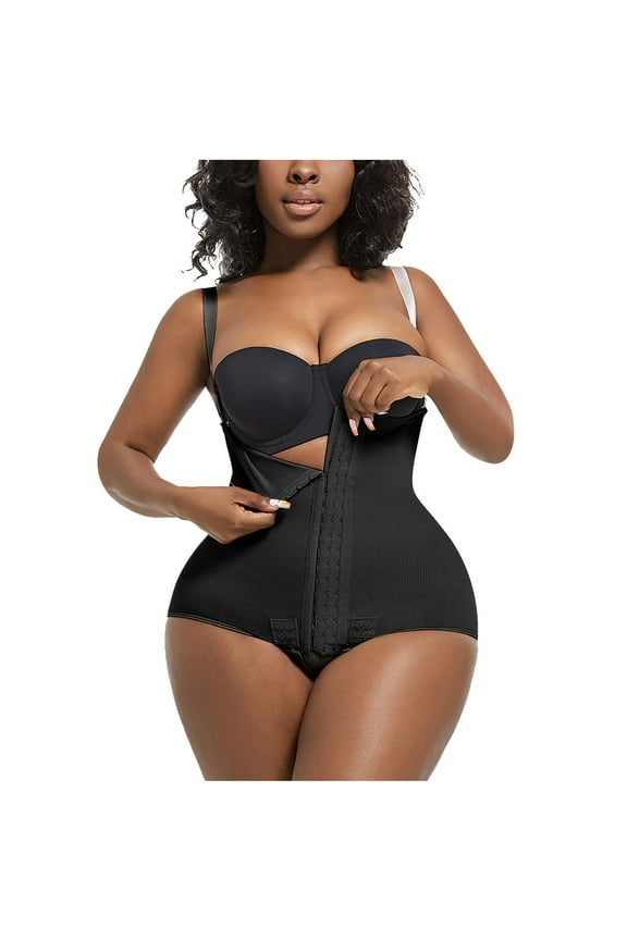 Sculpting Butt Lifting Body Shaper with Front Hook-and-Zip Closure Tummy Control Shapewear for Women