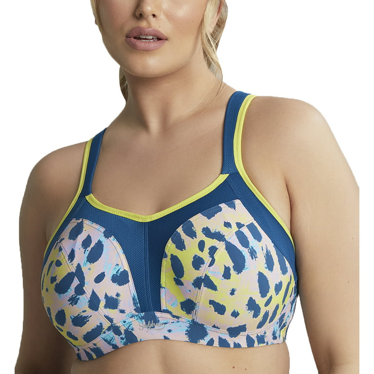 Sculptresse by Panache Non-padded Underwire Sports Bra (9441),42GG,Lime  Animal 