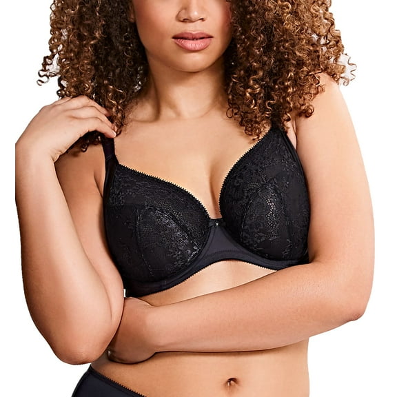 Sculptresse by Panache Roxie Plunge Underwire J-Hook Bra (9586),34FF,Black