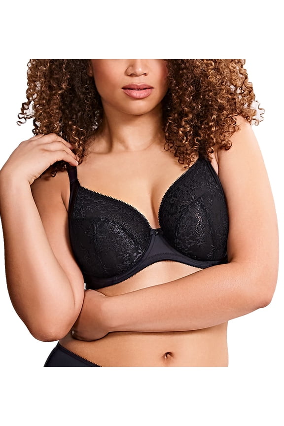 by Panache Roxie Plunge Underwire J-Hook Bra (9586),34FF,Black