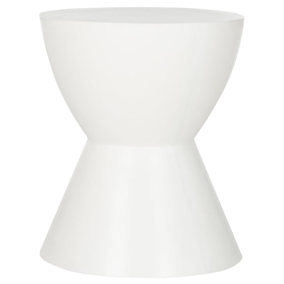 Sculptural Drum Accent Stool Ivory Concrete Finish 14.9W x 17.7H