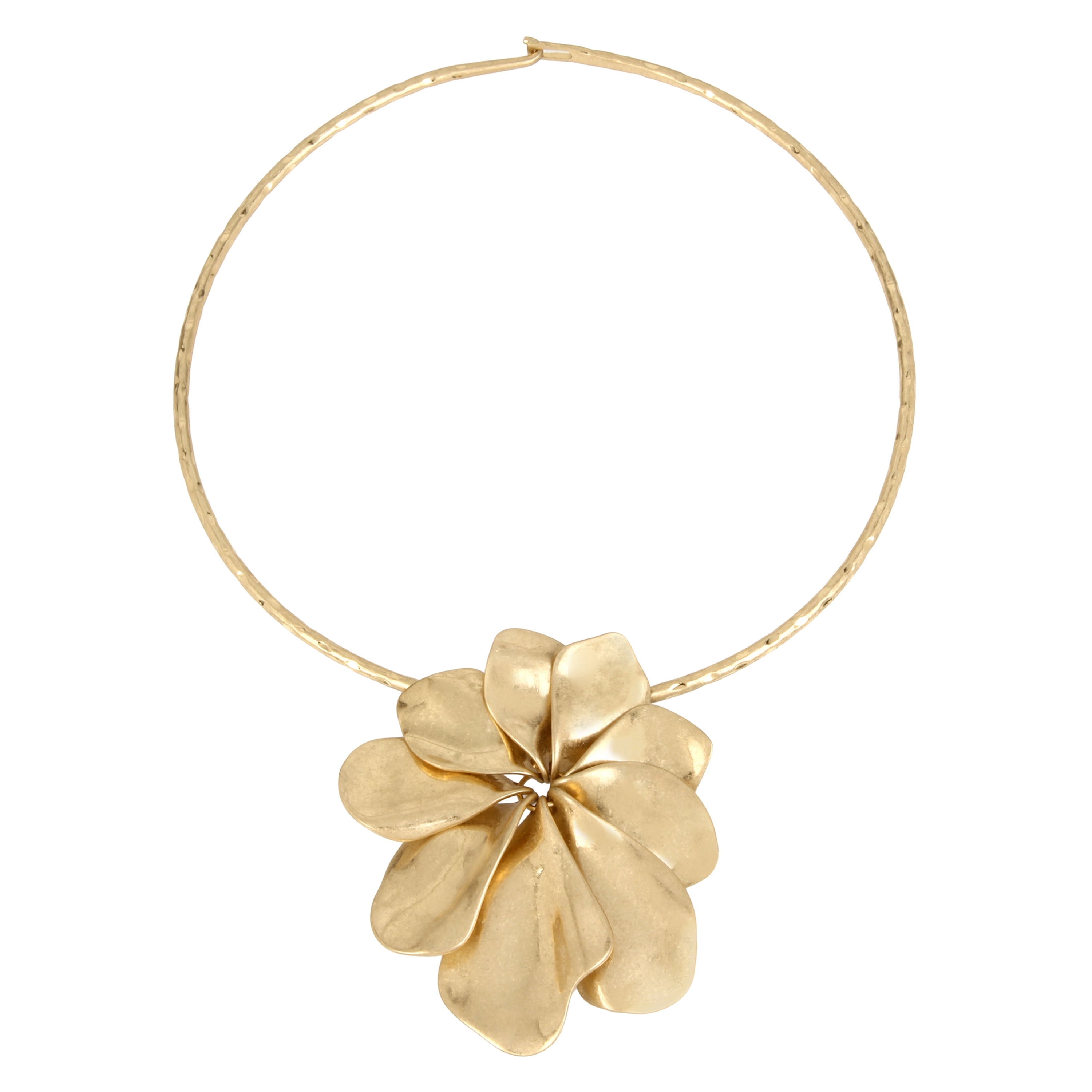 Sculptural Flower Pendant Collar Necklace