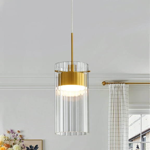 Sculptural Glass Pendant Light for Kitchen Island, Modern Gold Statement Fixture