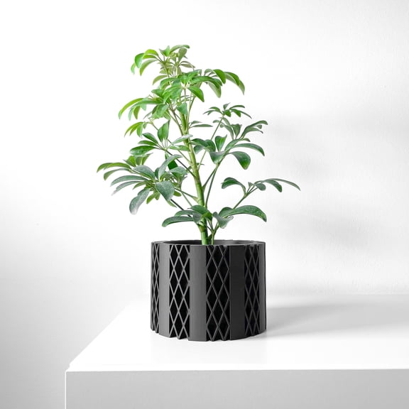 Sculptural Planter, Mint, Indoor Plant Pot with Drainage & Tray