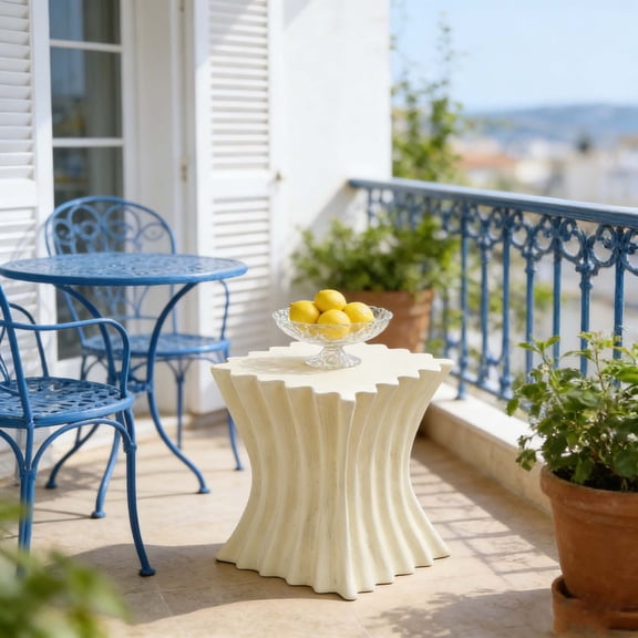 Sculptural Square Accent Table with Three-Dimensional Fluted Base for Elevating Living Spaces
