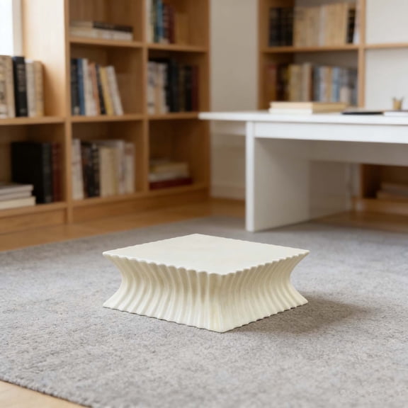 Sculptural Square Accent Table with Three-Dimensional Fluted Base for Elevating Living Spaces