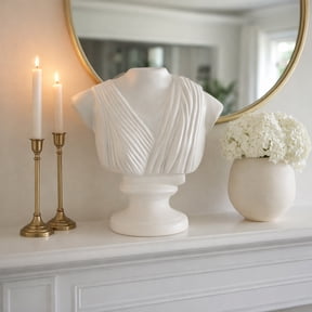 Modern Paper Mache Bust Sculpture for Home Decor - Decorative Tabletop Accent for Living Room, Kitchen, and Office Desk - 16", Ivory