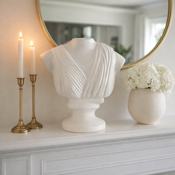 Sagebrook Home Modern Paper Mache Bust Sculpture for Home Bedroom Decor - Decorative Tabletop Accent for Living Room and Office Display - 16", Ivory