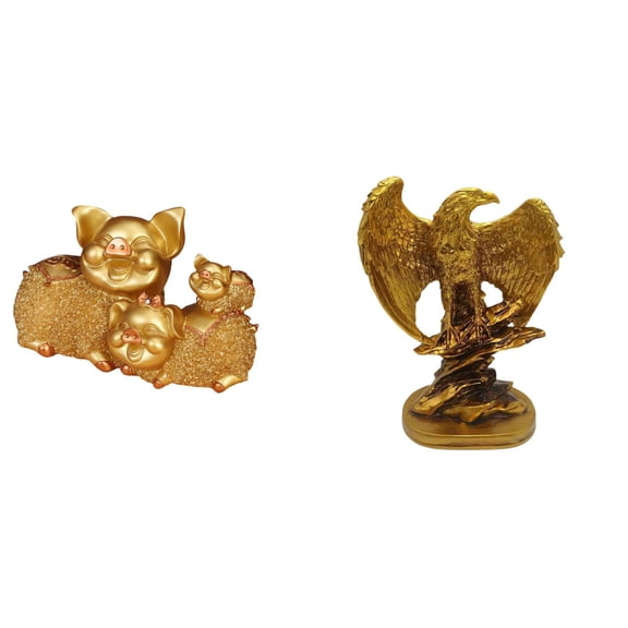 Sculpture Desktop Figurine Resin Lucky Pig Design Modern Craft for Living Room Office Entrance Shelf Display