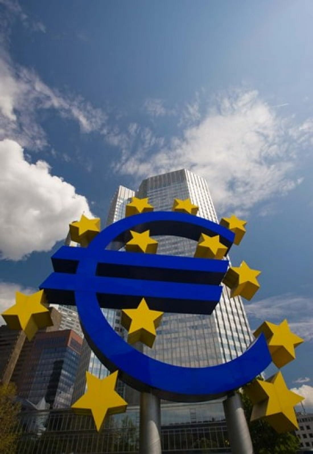 Sculpture of an Euro sign in front of a building Willy-Brandt-Platz European Central Bank Frankfurt Hesse Germany Canvas Art - Panoramic Images (25 x 36)