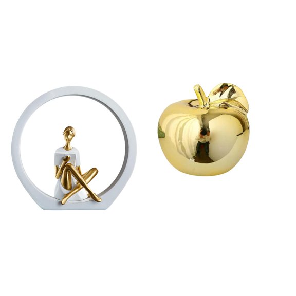 Sculpture Girl Woman Figurine Fruit Ceramic Design Abstract Art for Office Bookshelf Tabletop Display