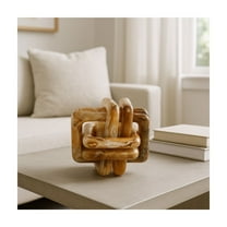 Sculpture for Home Decor and Bathroom Decor - Marble Knot Ornaments for Shelf Accents, Room Styling, and Office Design - Modern Statues Living Room Decor or Coffee Table Display - 6", Tan