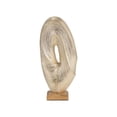 thumbnail image 1 of Oval Sculpture for Home Decor - Metal Figurine with Textured Design on Wooden Base for Living Room or Office - Aluminum Accent Art Piece for Shelf and Coffee Table Decor - 18", Gold & Metallic, 1 of 13