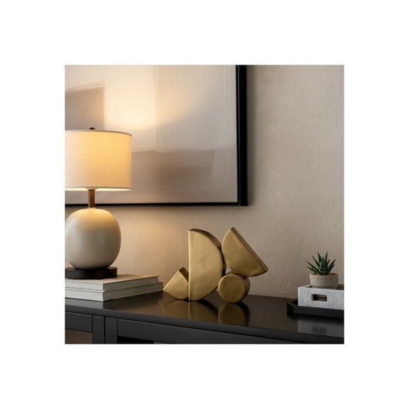 Sculpture Resin Polyresin Abstract Geometric Design Modern Glam for Home Office Bedroom Living Room - 9" Gold & Metallic
