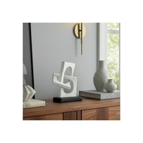 Sculpture Resin Polyresin Interlocking Square Modern Design Contemporary Accent for Home Office Bedroom Living Room Decor - 10" Black & White