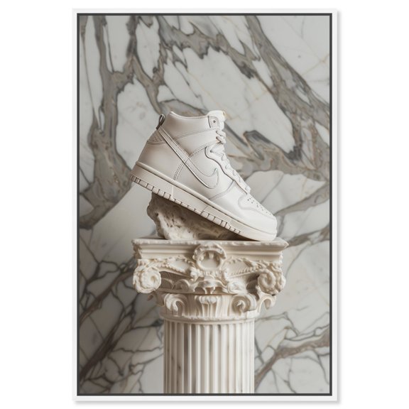 Sculpture Sneaker Canvas Modern Urban Man Cave Art By Notoriart, White Frame, 20" x 30"