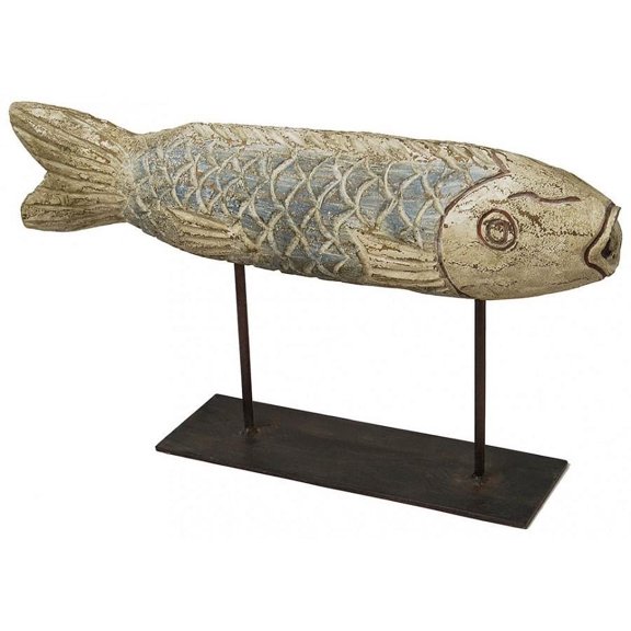 Sculpture Statue Fish Small Faux Wood New CW-883