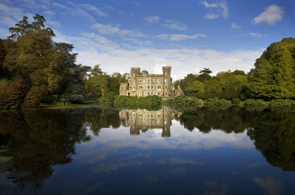 Sculpture and Lake 19th Century Gothic Revival Johnstown Castle Co Wexford Ireland Canvas Art - George Munday Design Pics (38 x 24)