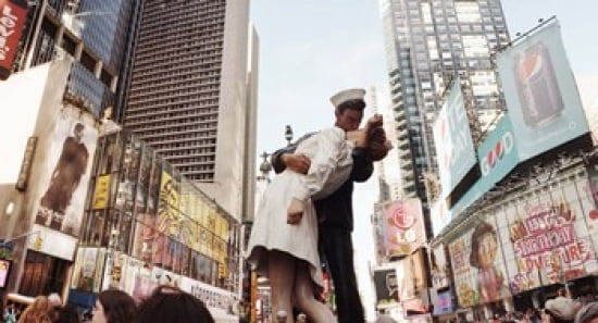 Sculpture in a city V-J Day World War Memorial II Times Square Manhattan New York City New York State USA Canvas Art - Panoramic Images (24 x 14)