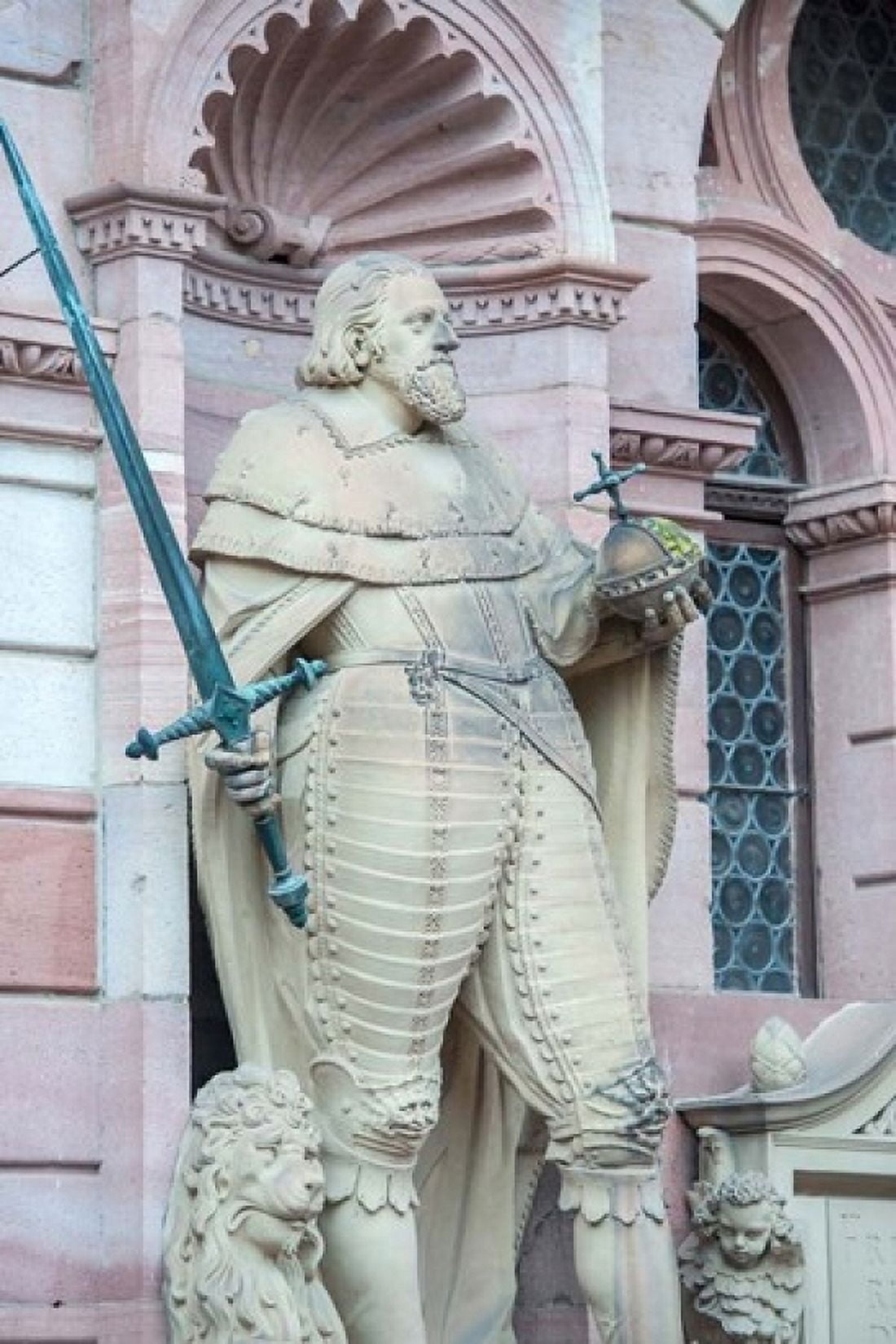 Sculpture of Frederick IV Heidelberg Castle Canvas Art - Jim Engelbrecht DanitaDelimont (24 x 36)