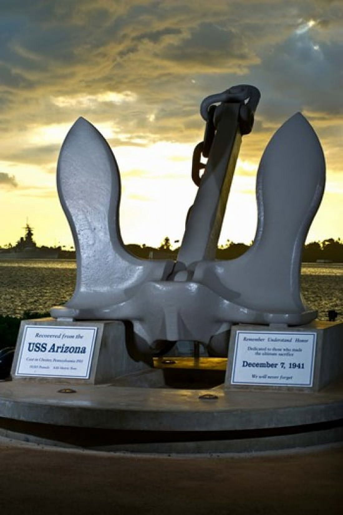 Sculpture of an anchor USS Arizona Memorial Pearl Harbor Honolulu Oahu Hawaii USA Canvas Art - Panoramic Images (24 x 36)