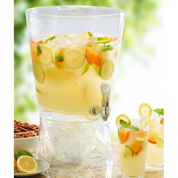 Sculptured 3 Gallon Beverage Dispenser - Large Acrylic Drink Server with No-Drip Spigot for Parties and Events