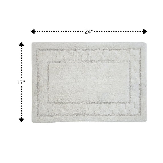 Sculptured Border Soft Plush Cotton Non-Slip Bath Rug Ivory by Castle Hill