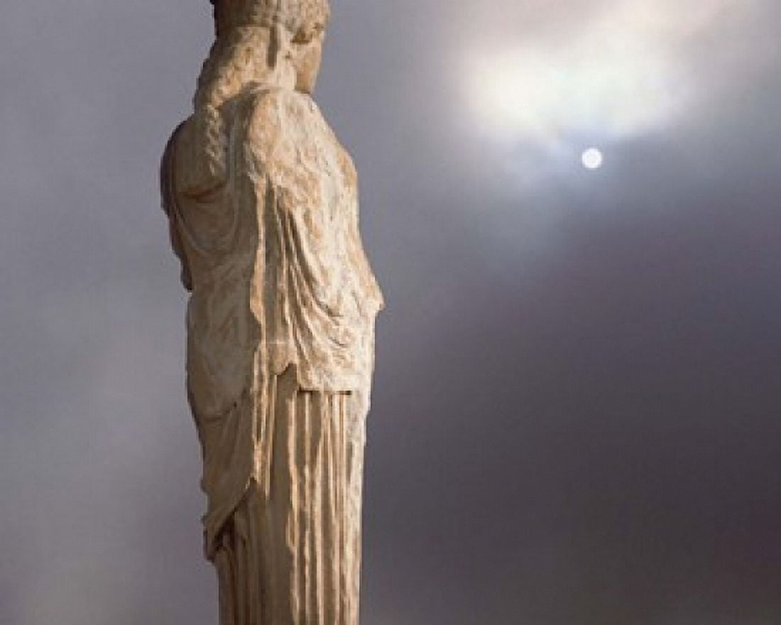 Sculptures of the Caryatid Maidens Support the Pediment of the Erecthion Temple Adjacent to the Parthenon Athens Greece Canvas Art - Jaynes Gallery DanitaDelimont (34 x 28)