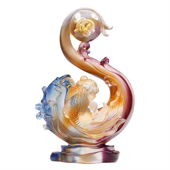 Sculptures Colored Glaze Fish Crafts Living Room Desktop Ornaments Figurines Home Wedding Party Decor Gifts Souvenir