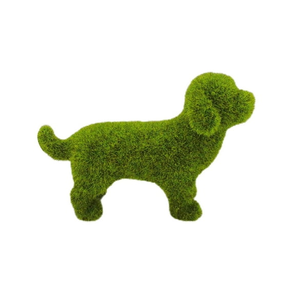 Garden Sculptures and Statues Decorative Peeing Dog Topiary Green Flocking Puppy Ornament for Outdoor Home