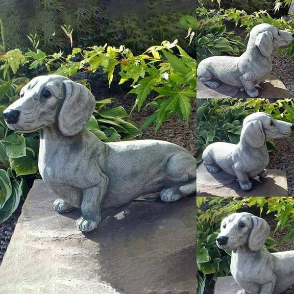 Sculptures & Statues Garden Outdoor Meditation Sitting Dog Statue for Patio Yard Resin Ornament and Gardening Craft
