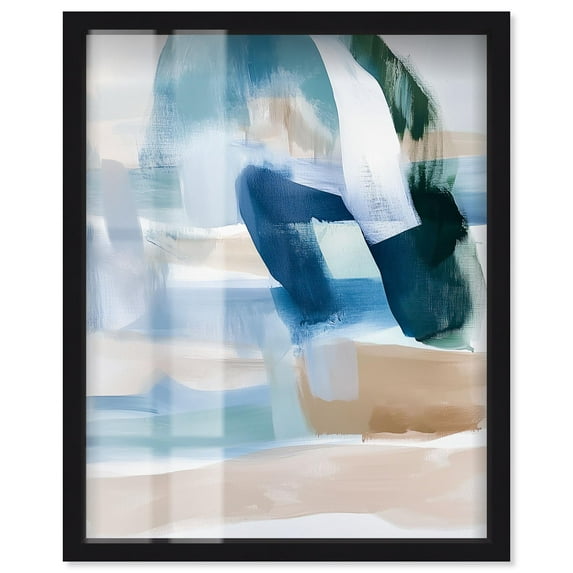 Scumbled Skies II Shadowbox Print Blue Abstract Art by Art Remedy, Black Frame, 20 x 24