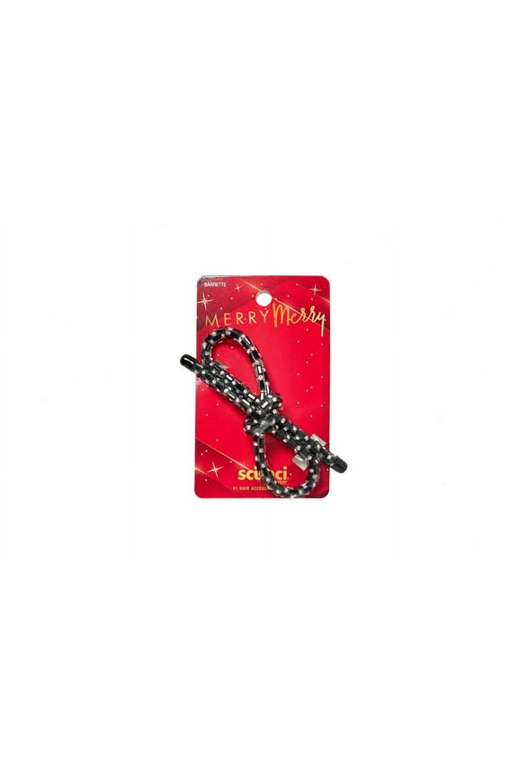 1-PK BOW BARRETTE BLK/SLV