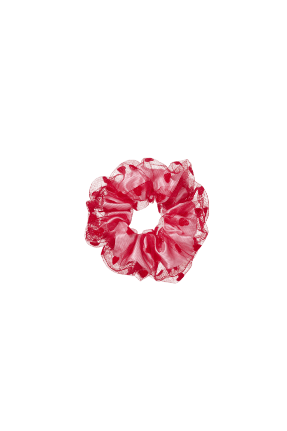 by Conair Heart Scrunchie, Red with Layered Heart Accents