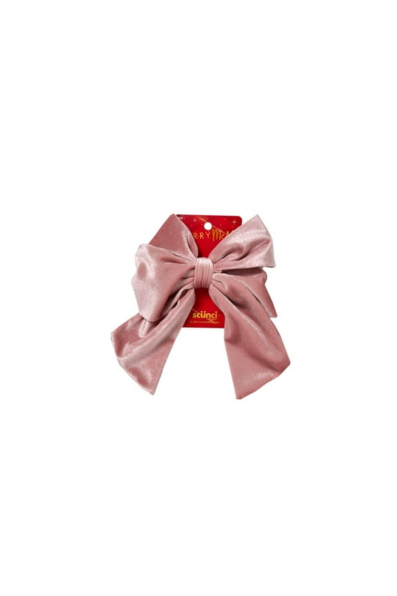 1-PK VELVT PK BOW BARRETTE